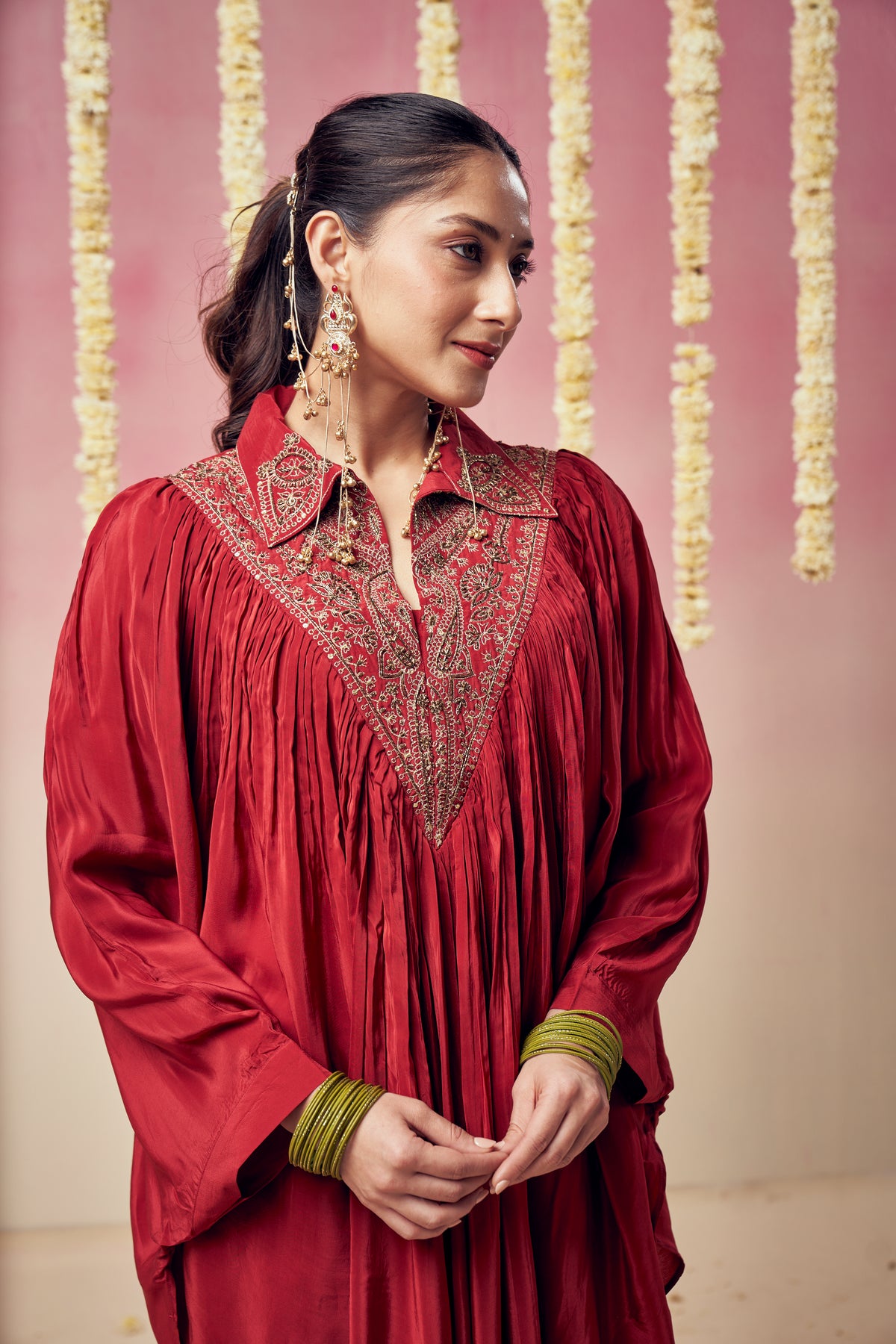 The Salsa Handwork Collar Flared Gown Set