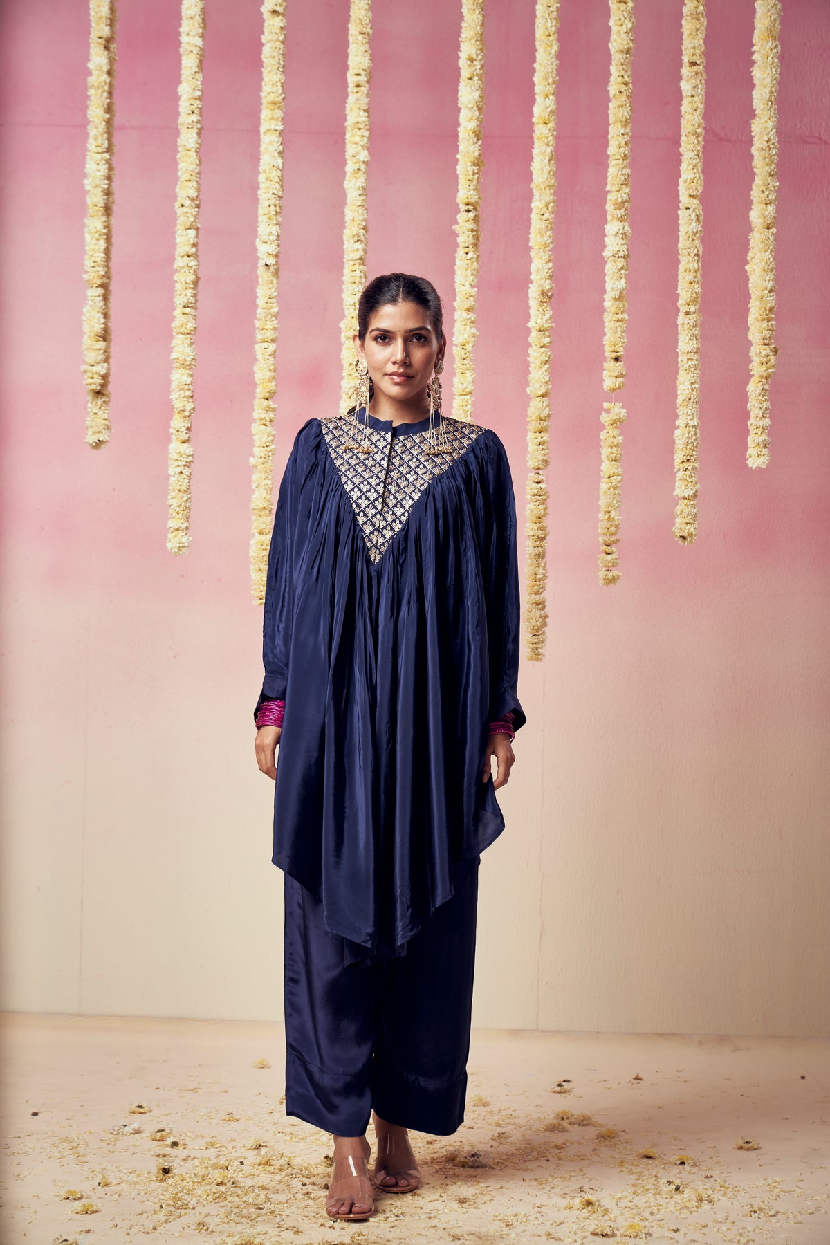 Twlight Crape Flared Embroidered Ensemble