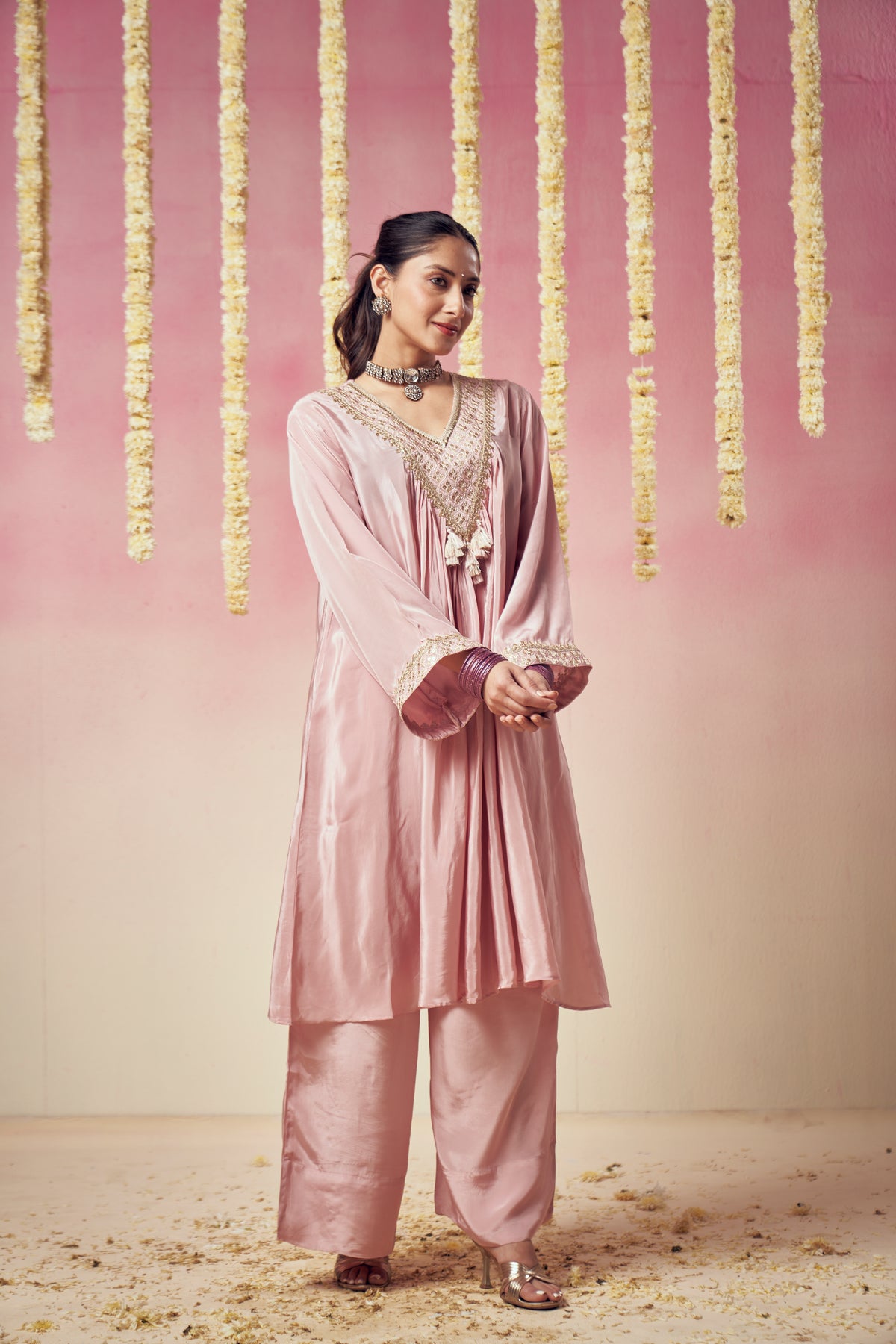 Silver Whisper Crape Pant Set