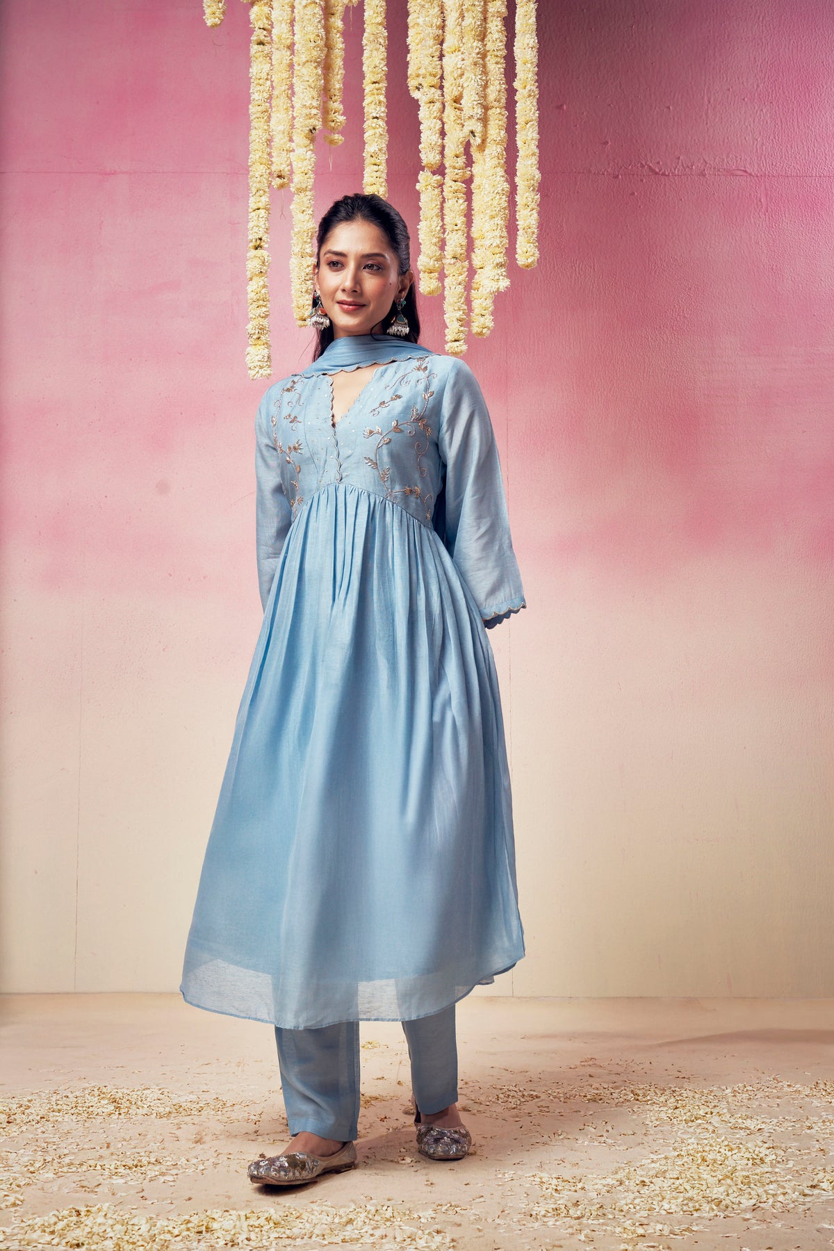 Sky Blue Riviera Slit Suit