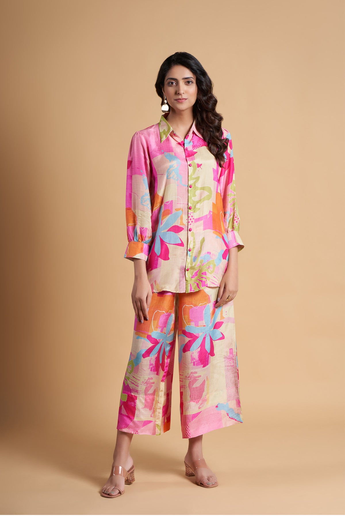 Off White Printed Viscose Muslin Co-Ord Set