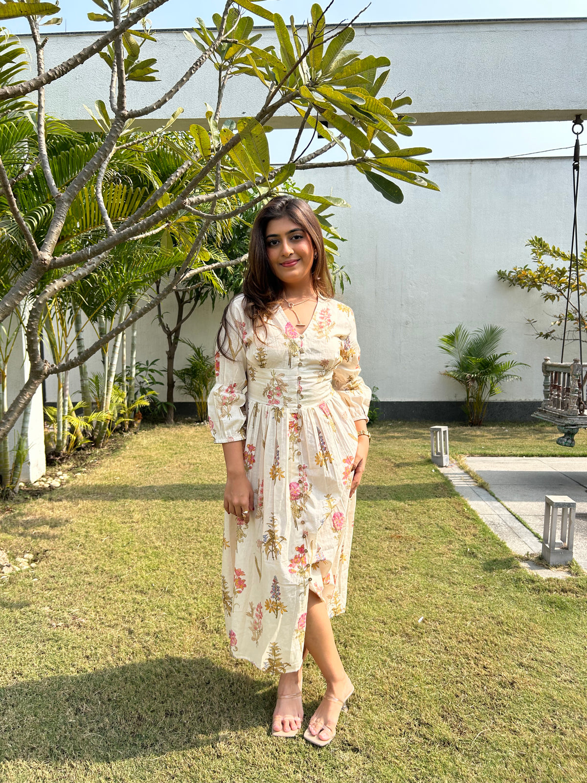 Beige Summer Cotton Dress - Casual Western Wear | SubhRekha Subhrekha Beige Summer Cotton Dress - Casual Western Wear | SubhRekha Subhrekha