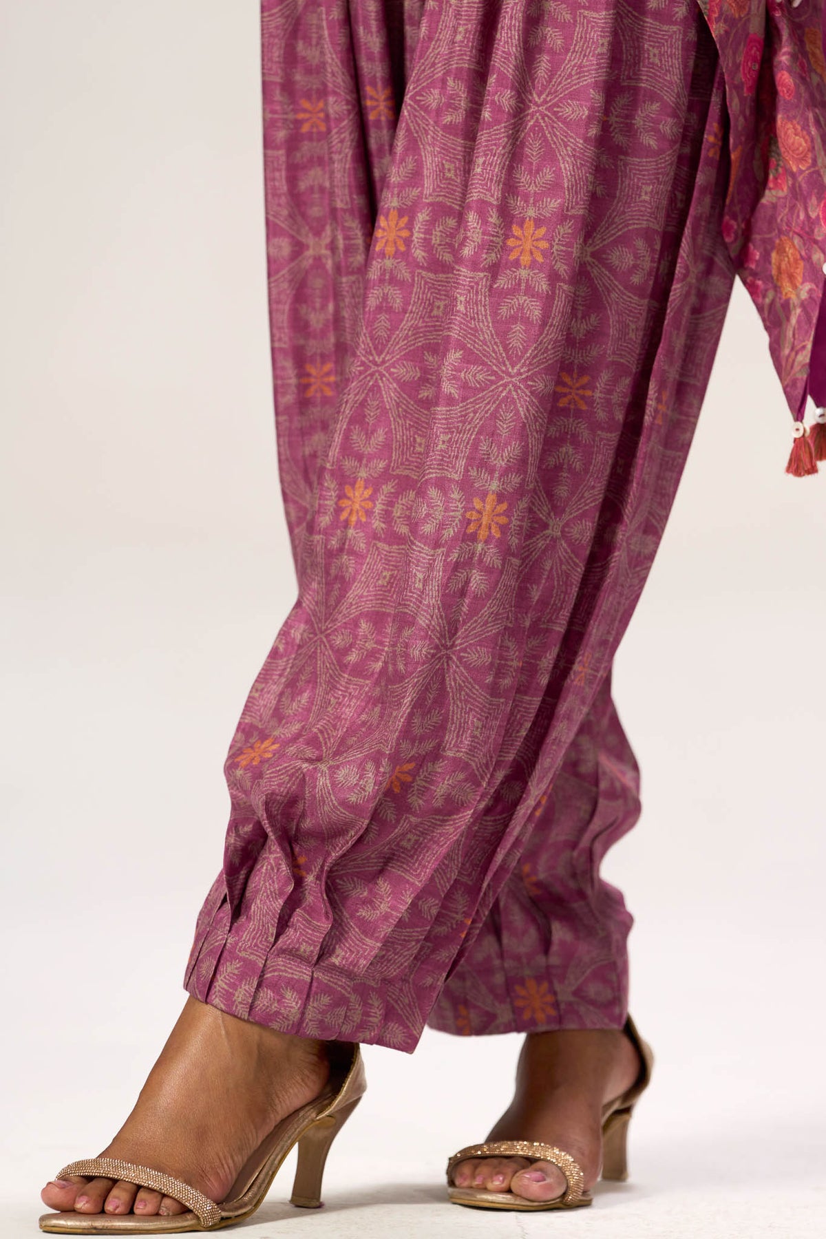 Aabha Viscose Muslin draped hem and tassel detail