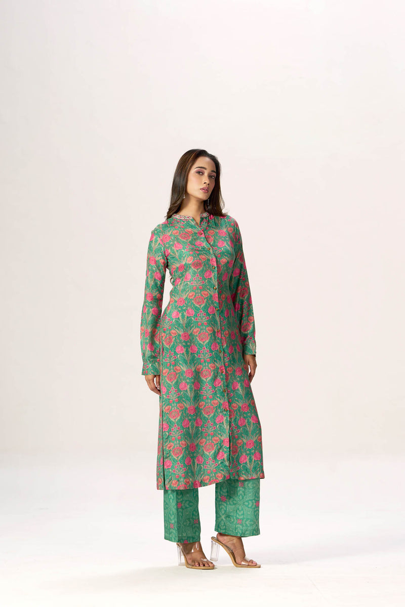 Gulbahar Viscose Muslin floral long-line co-ord alternate view
