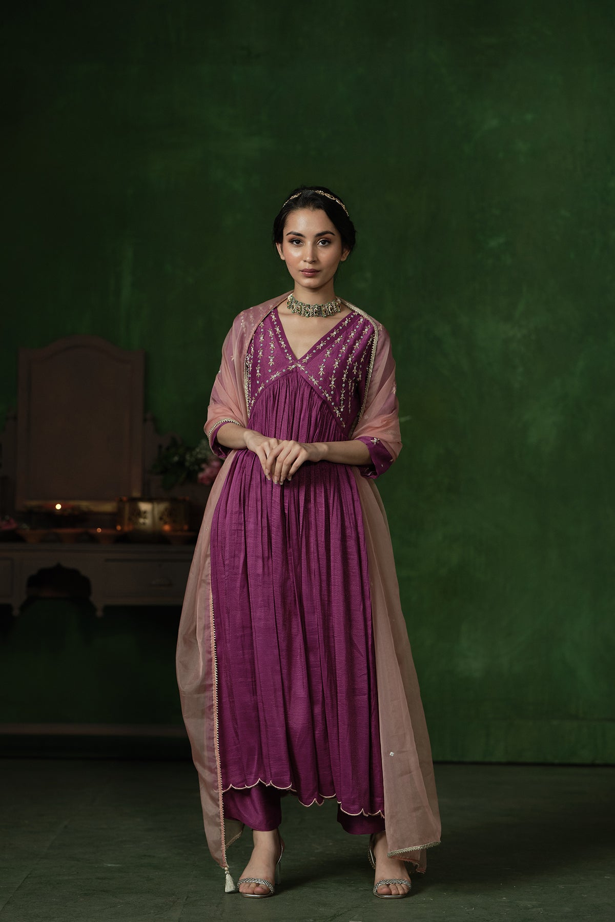 Midnight Purple Hand Embroidered Kurta Set