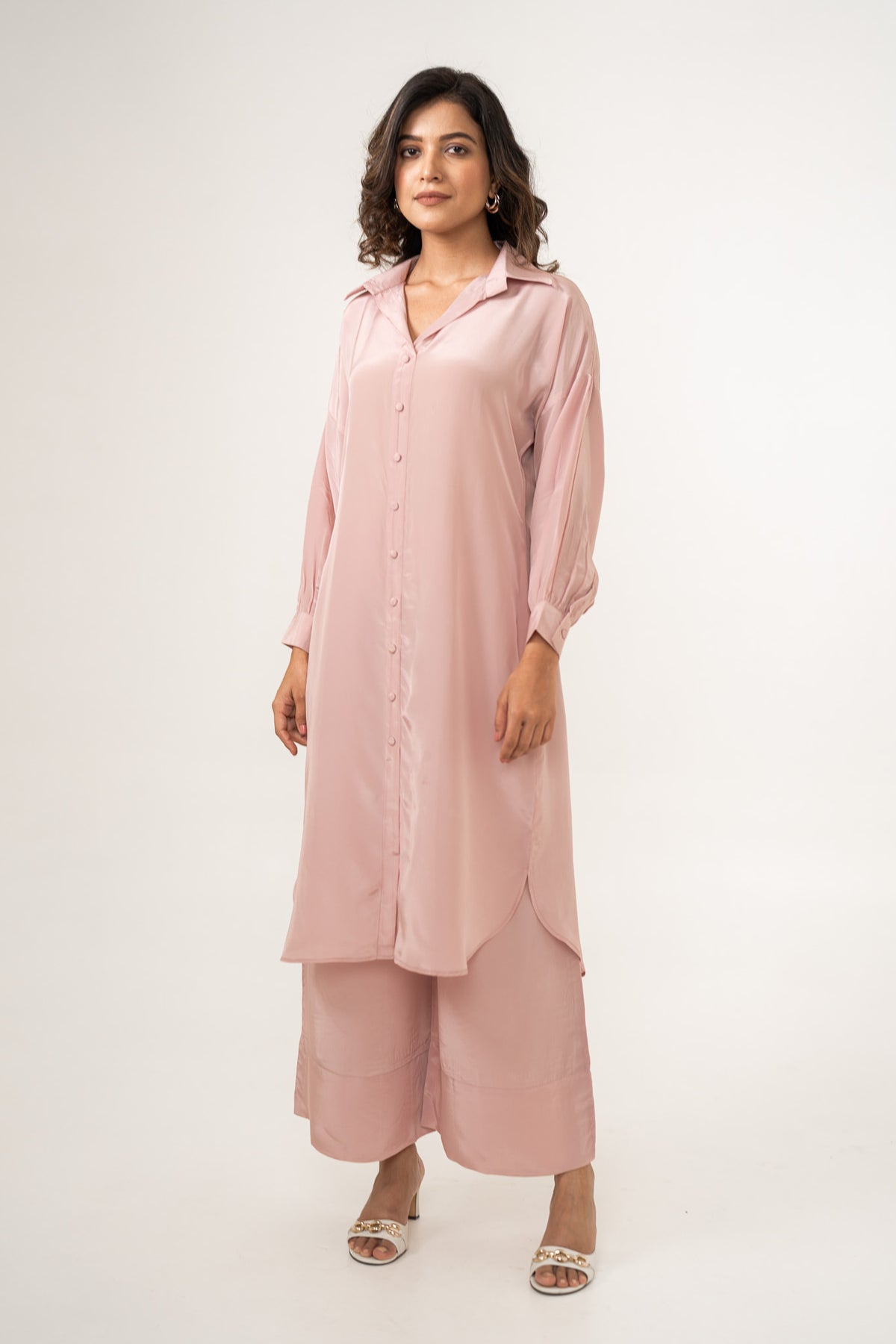 Blush Pink Crepe Kurta Set