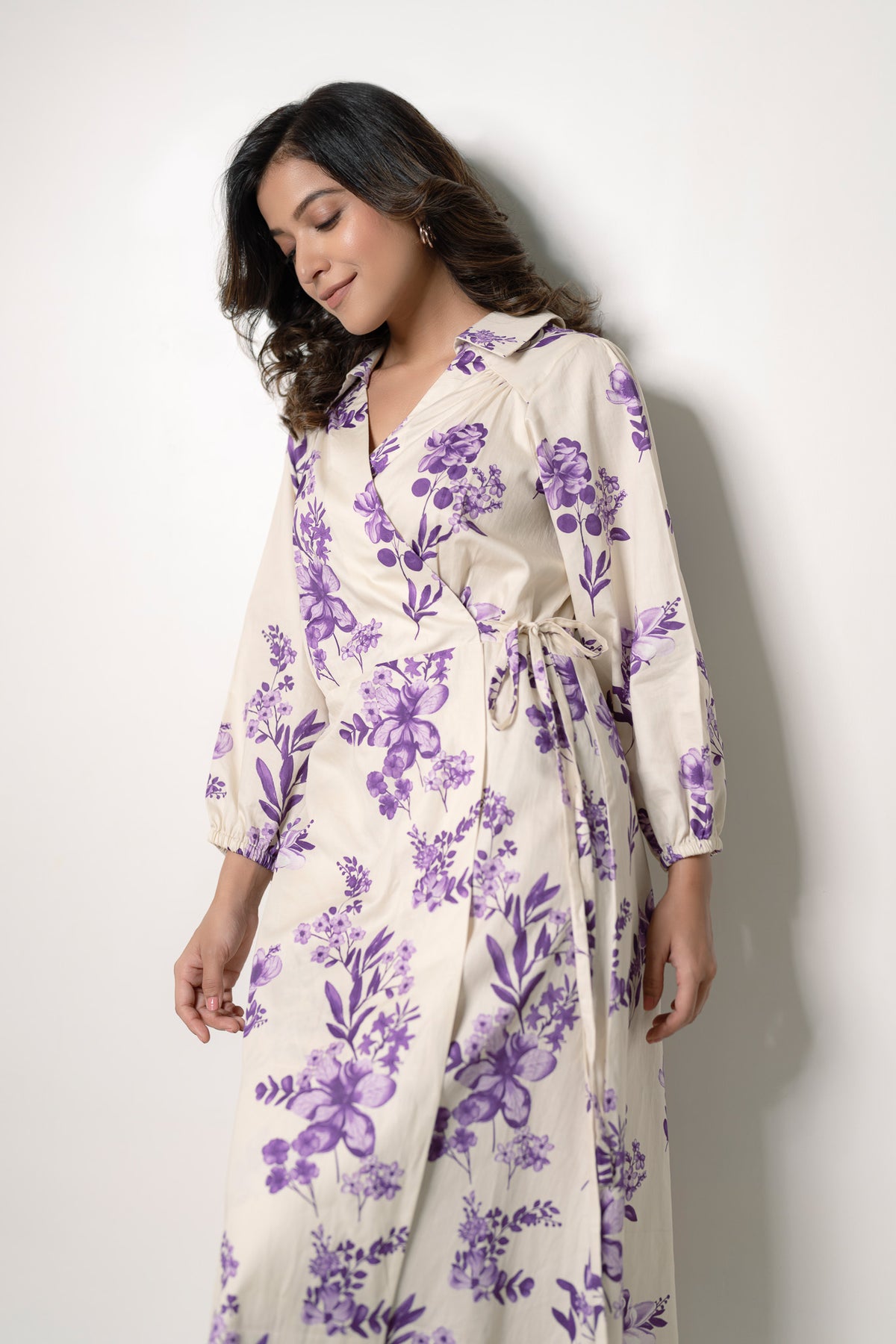 Printed Cotton Wrap Dress