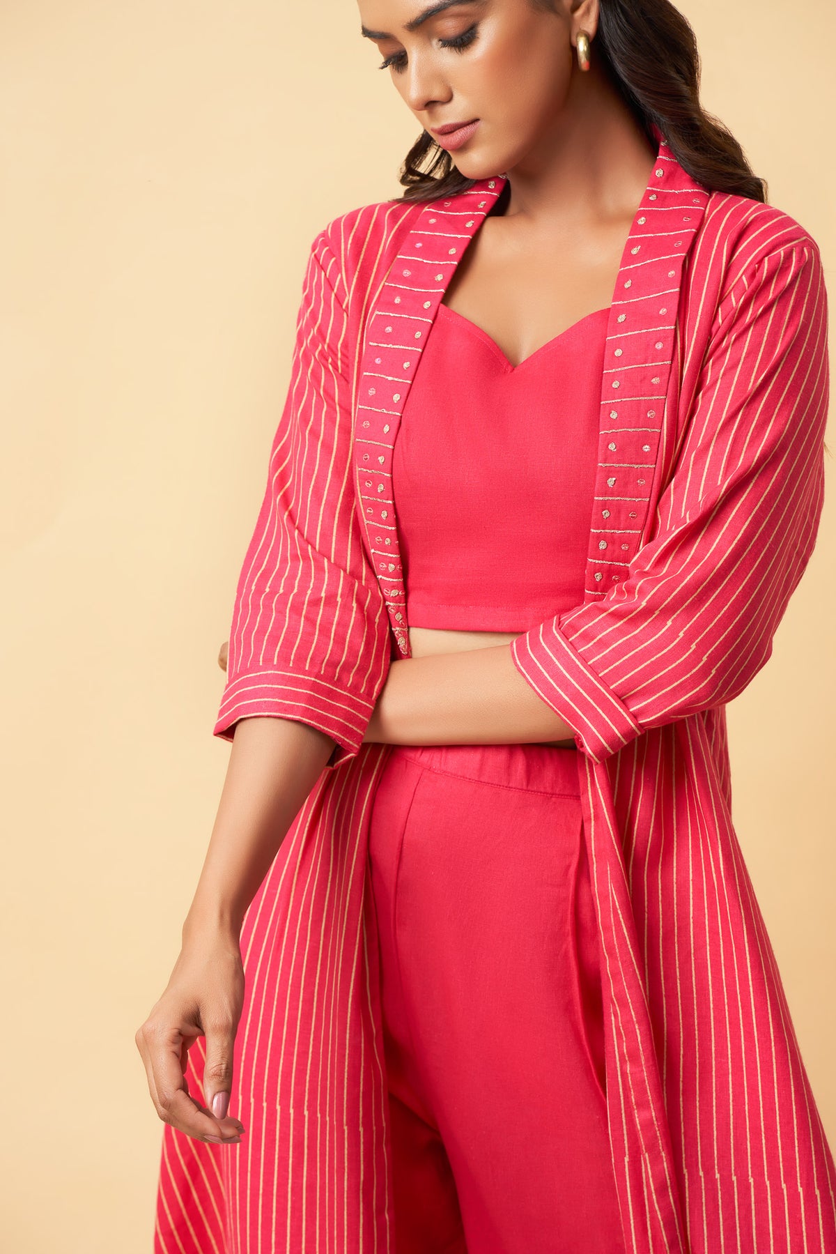 Pink Pure Linen Co-Ord Set with Jacket