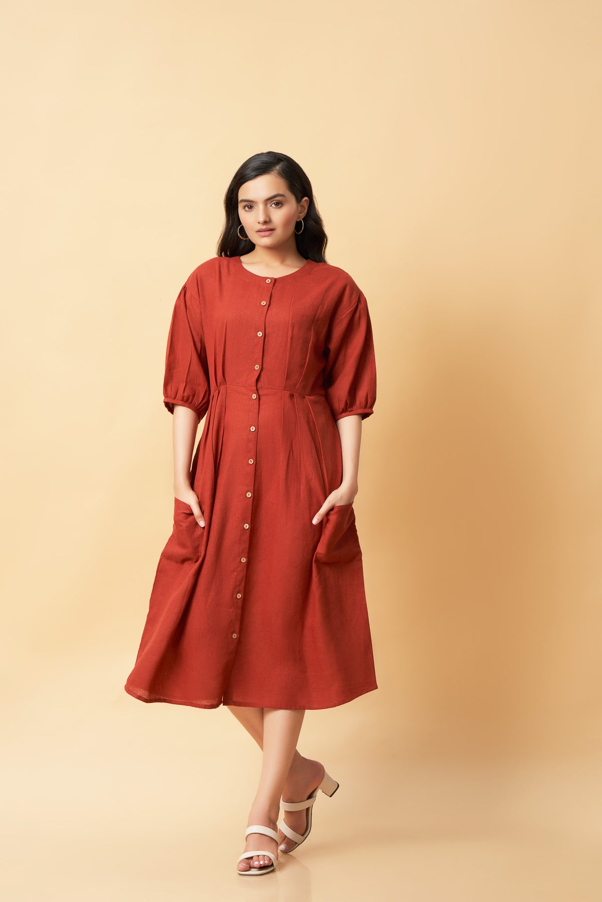 Soft Linen Pleated Dress