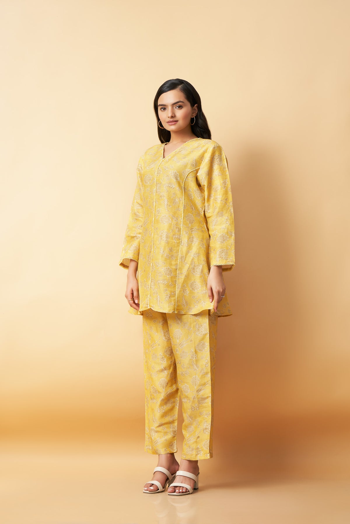 Yellow Pure Lines Silk Co-Ord Set