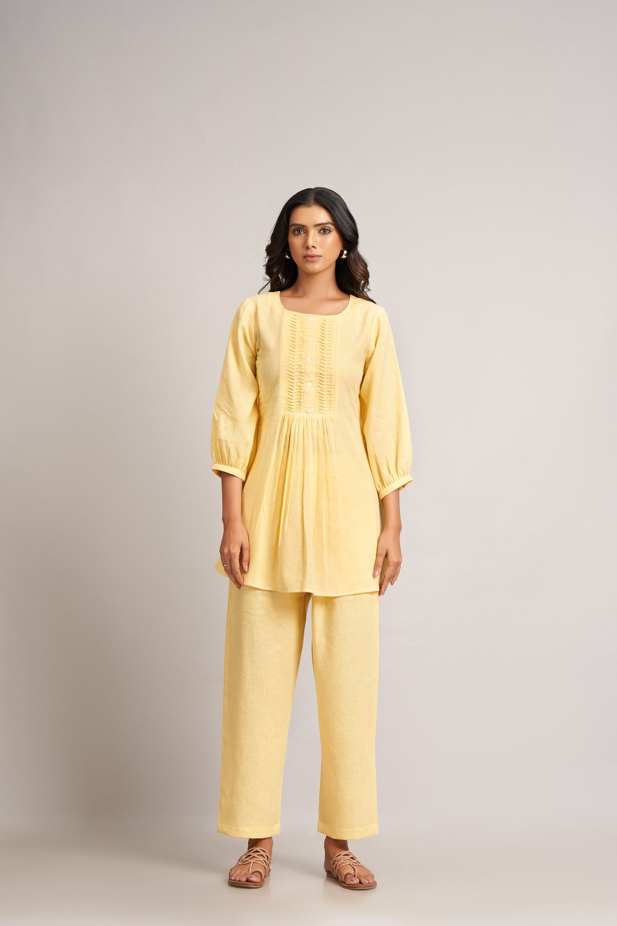 Yellow Pure Linen Co-Ord Set