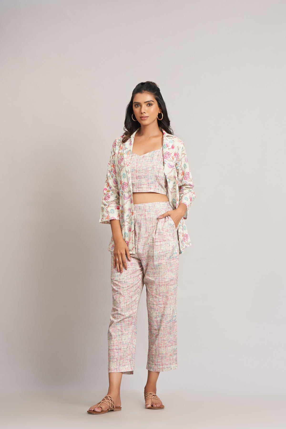 Printed Pure Viscose Muslin Co-Ord Set with Jacket