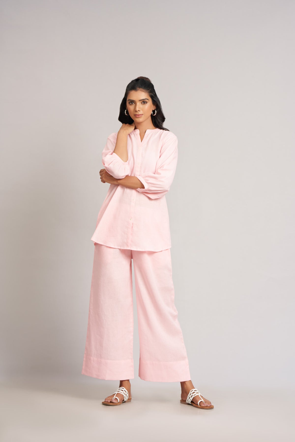 Light Pink Pure Linen Co-Ord Set