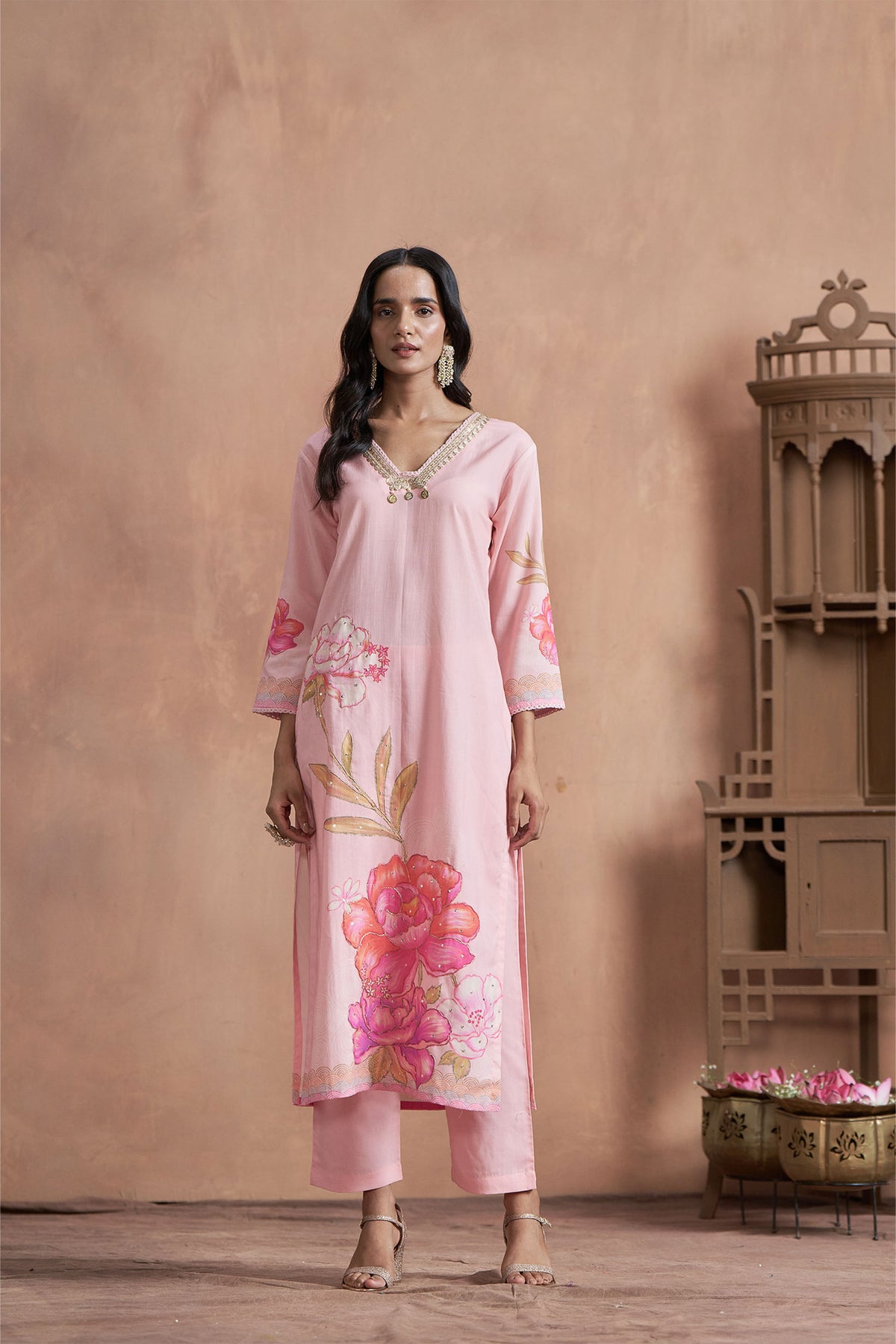 Printed Pink Kurta Set
