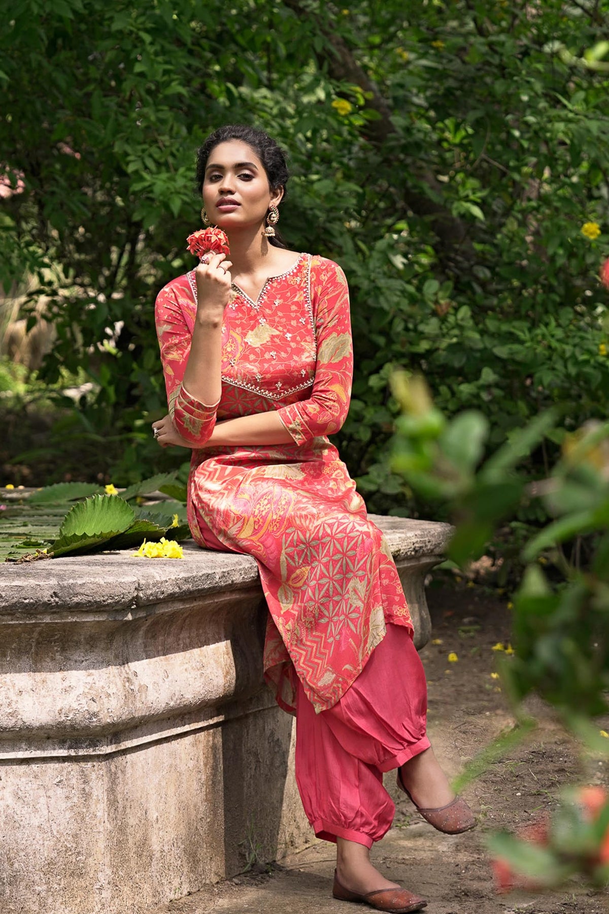 Hand Embroidered Kurti with Afghan Style Pants