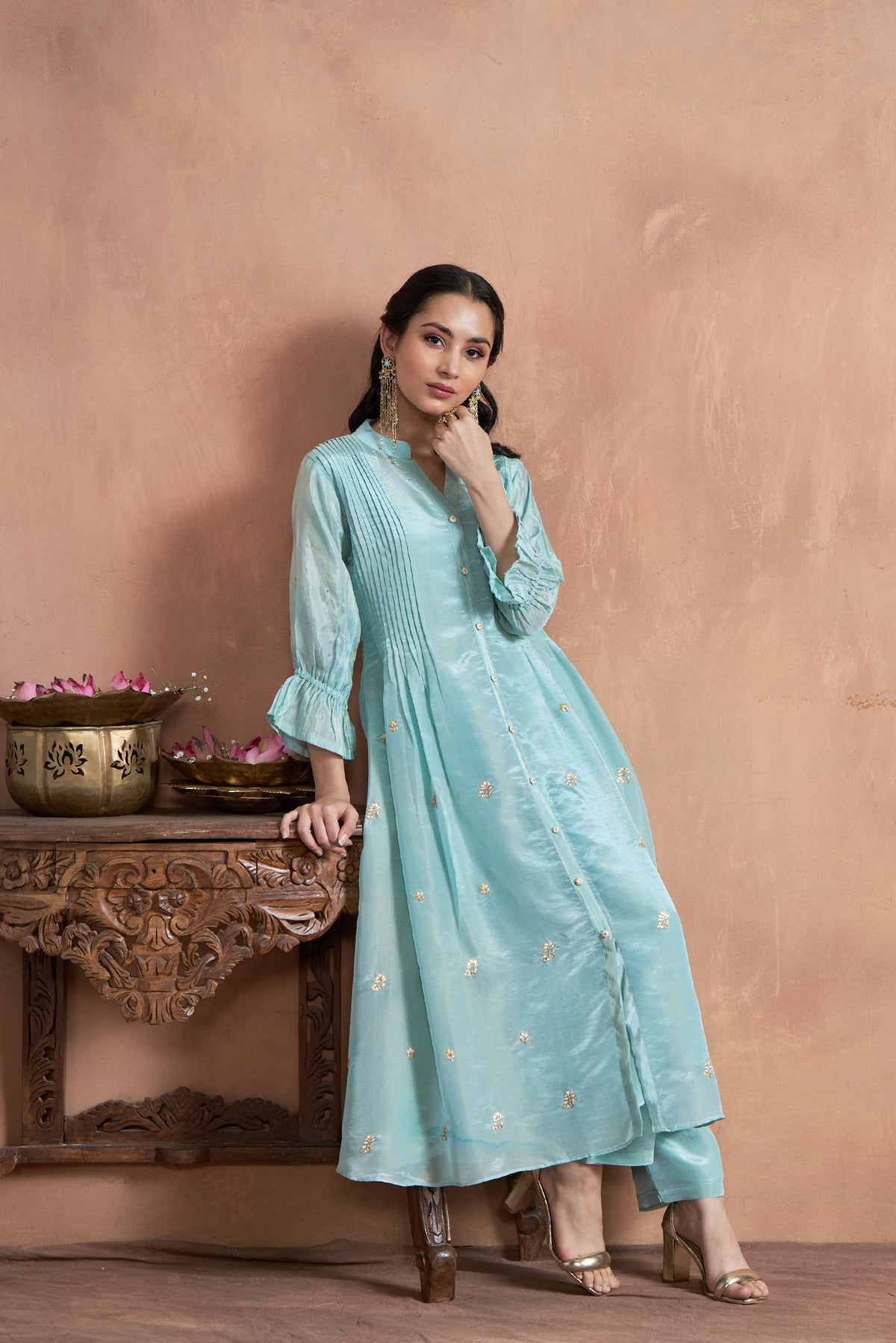 Shimmer Powder Blue Kurta Set