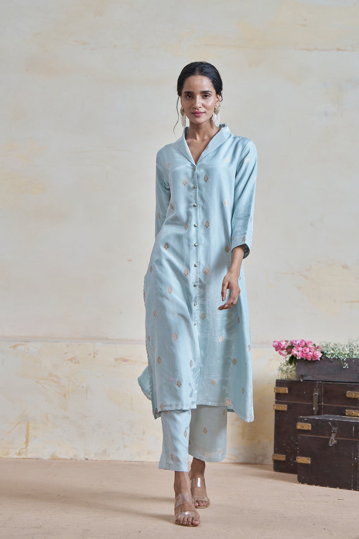 Brocket Kurta set- Blue