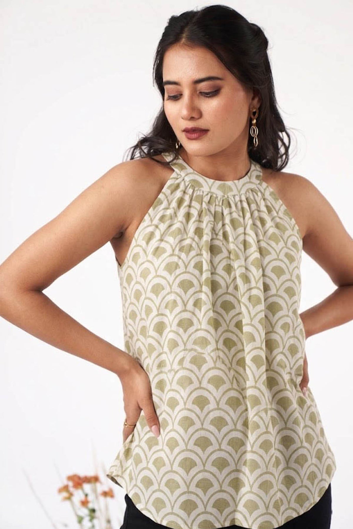 Printed Halter Neck Top