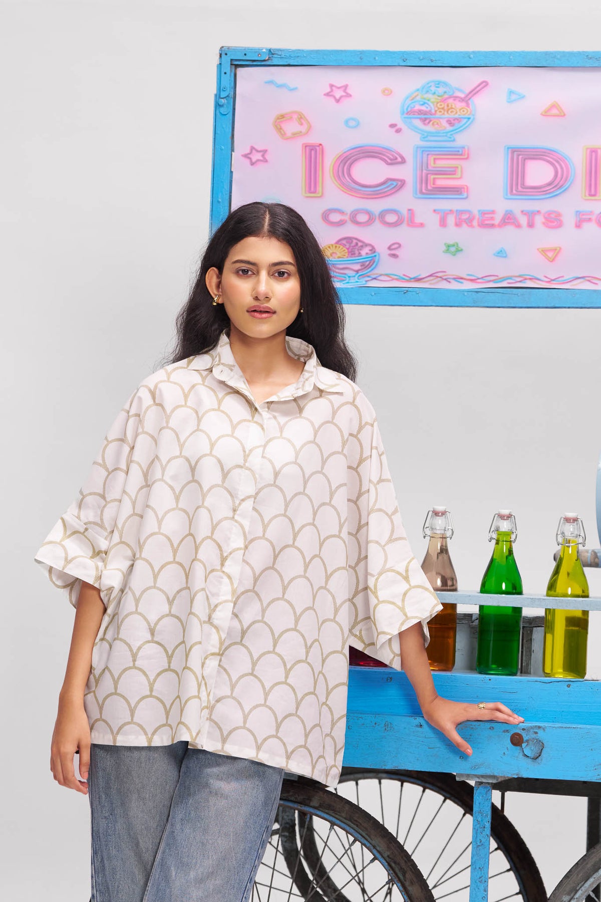 Scalap Printed Cotton Loose Fit Shirt