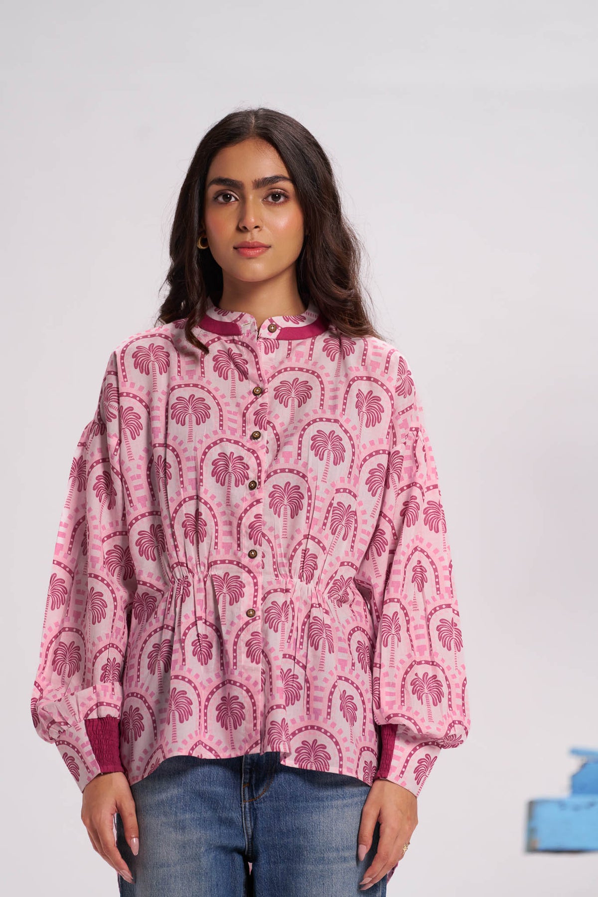 Pink Cotton Digitally Printed Shirt Top