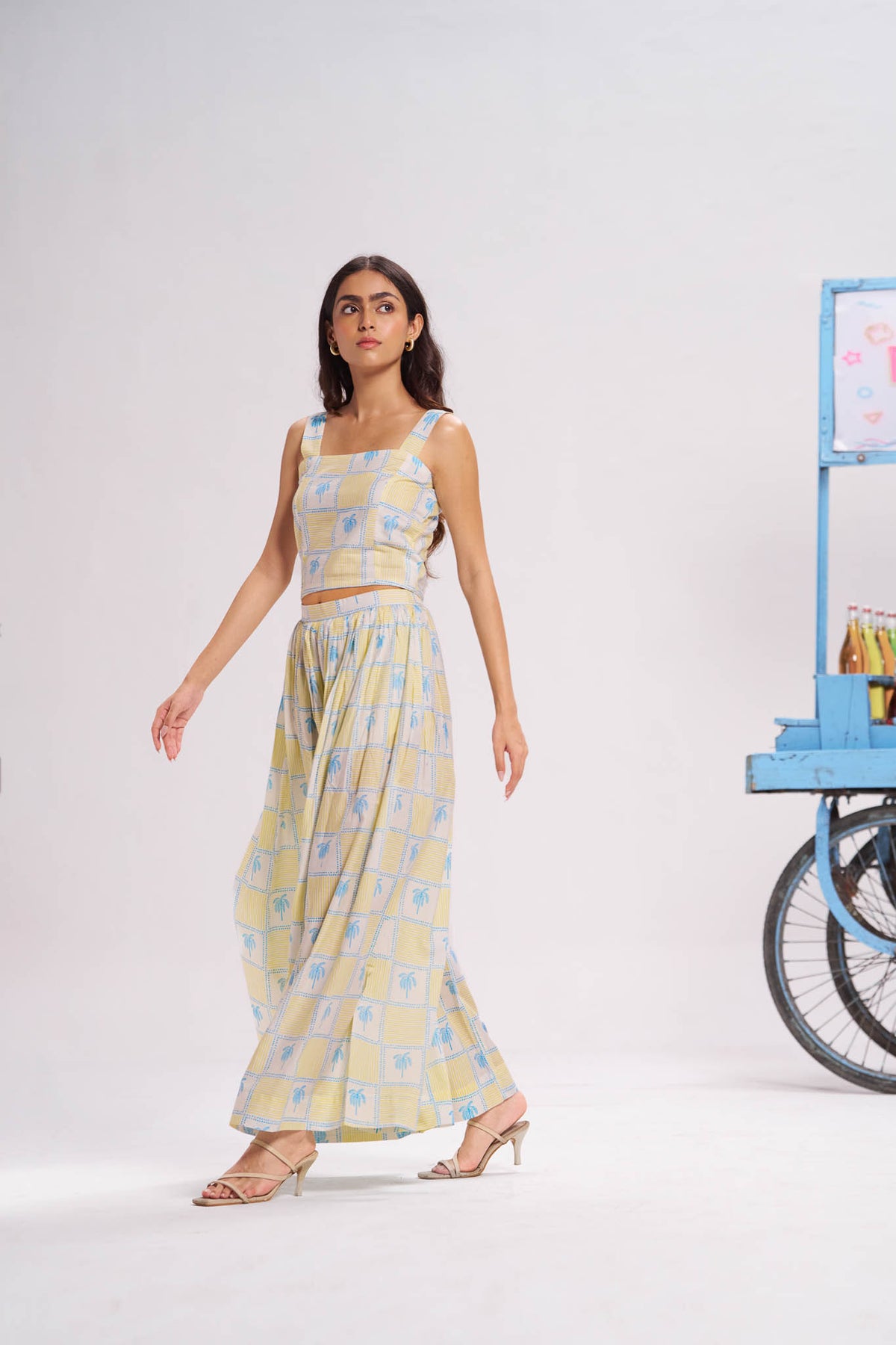 Summer Cotton  Bralette style Co-ord set in Tropical Print