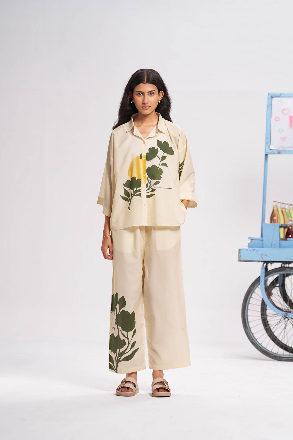 Abstract Floral Placement Printed Cotton Co-ord Set