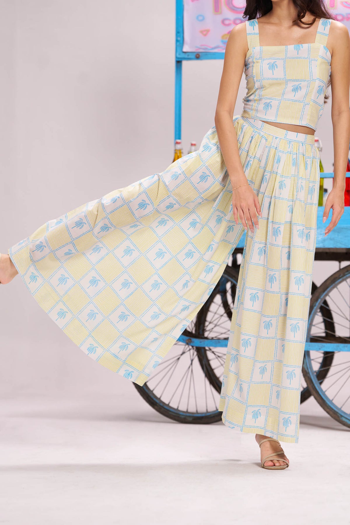 Fully Gathered Cotton Palazzo Pants