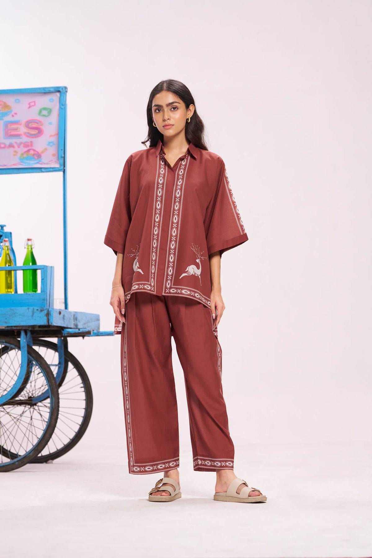 Rust Digitally Printed Cotton Co-ord Set