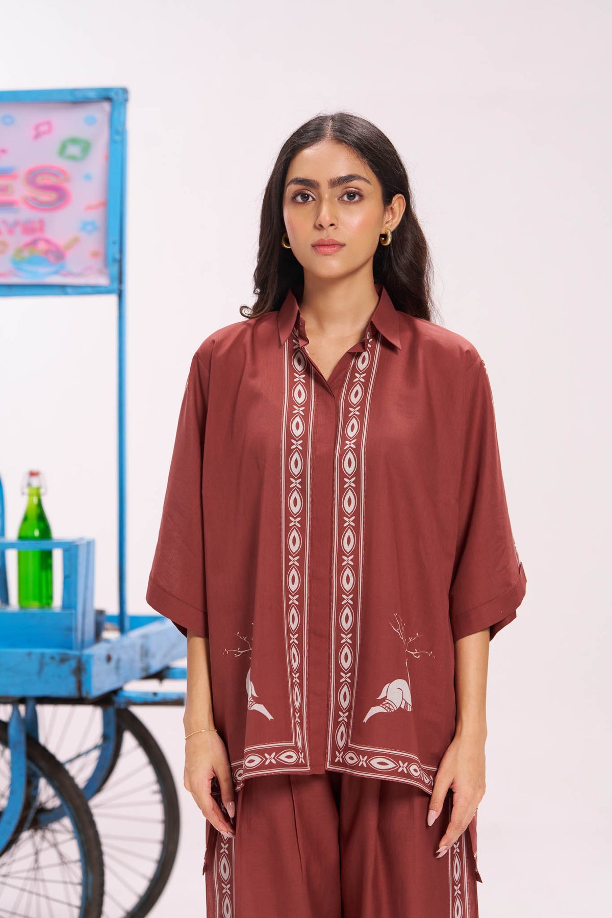 Rust Digitally Printed Cotton Shirt