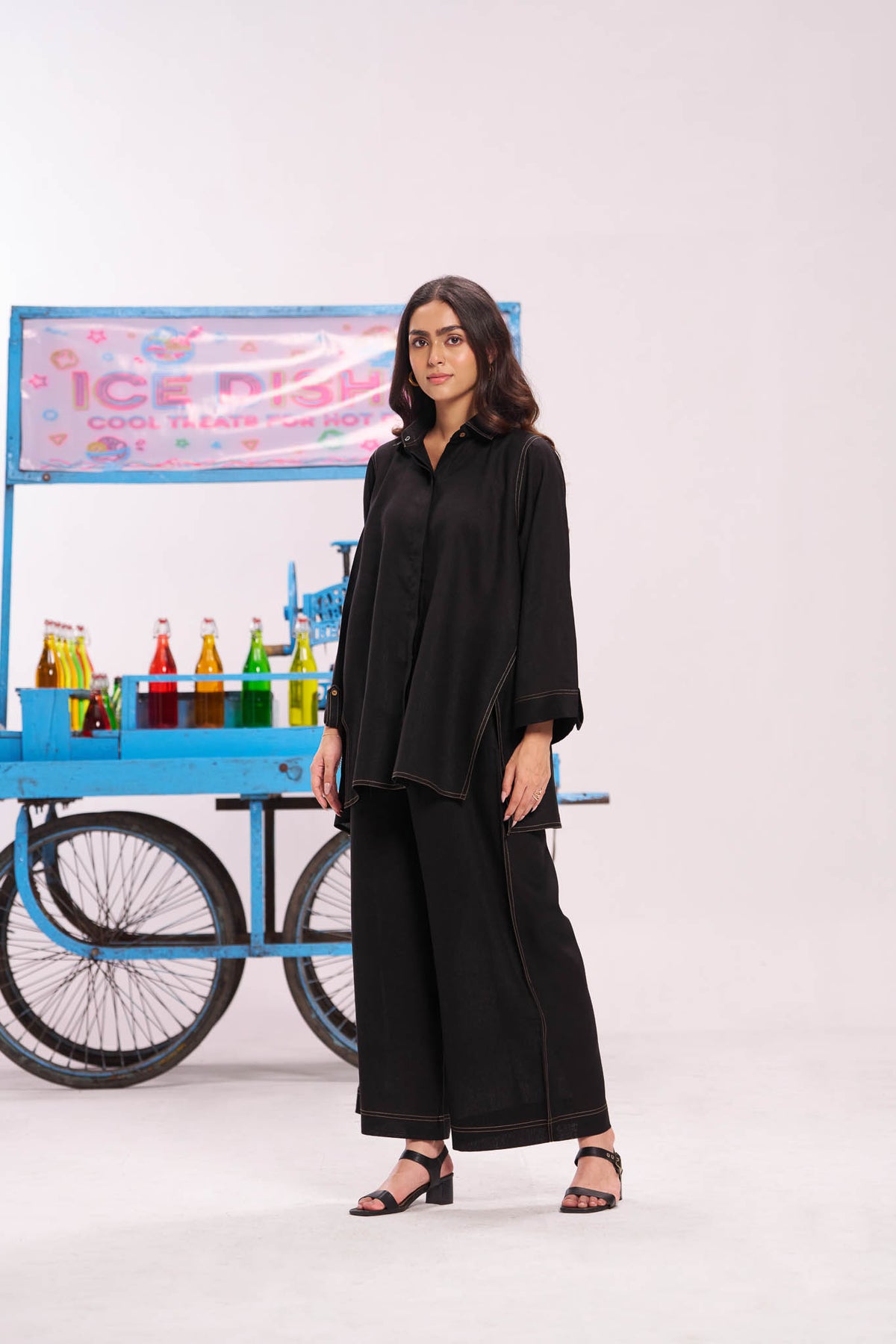 Black Linen Comfortable Co-ord Set