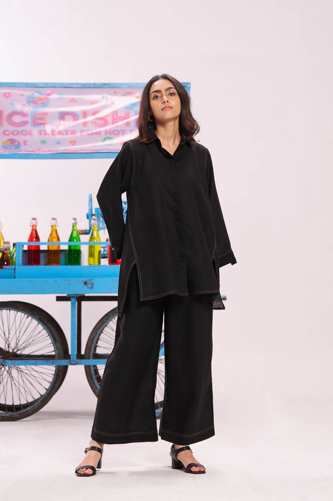 Solid Black Linen Co-ord Set