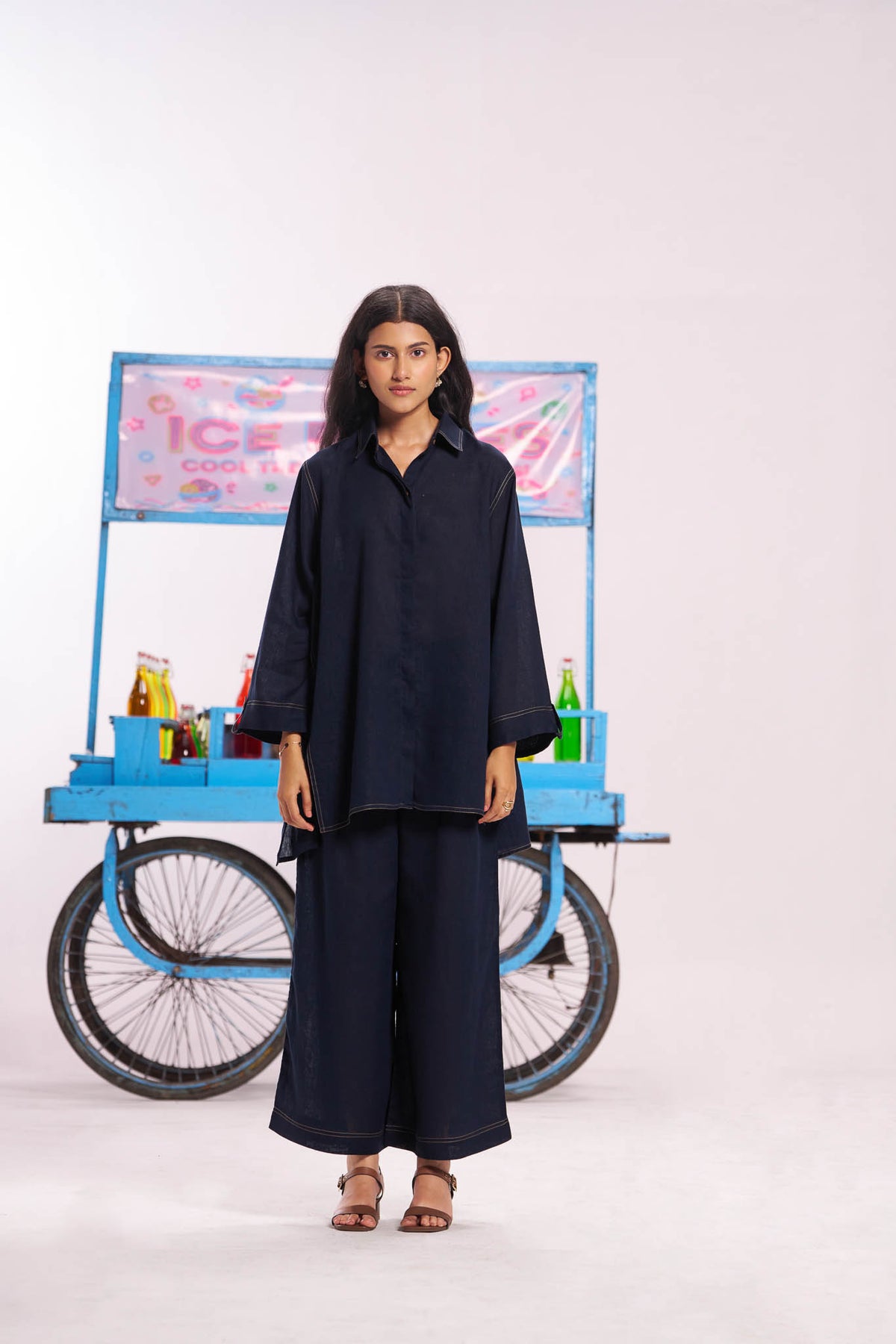 Navy Blue Linen Co-ord Set