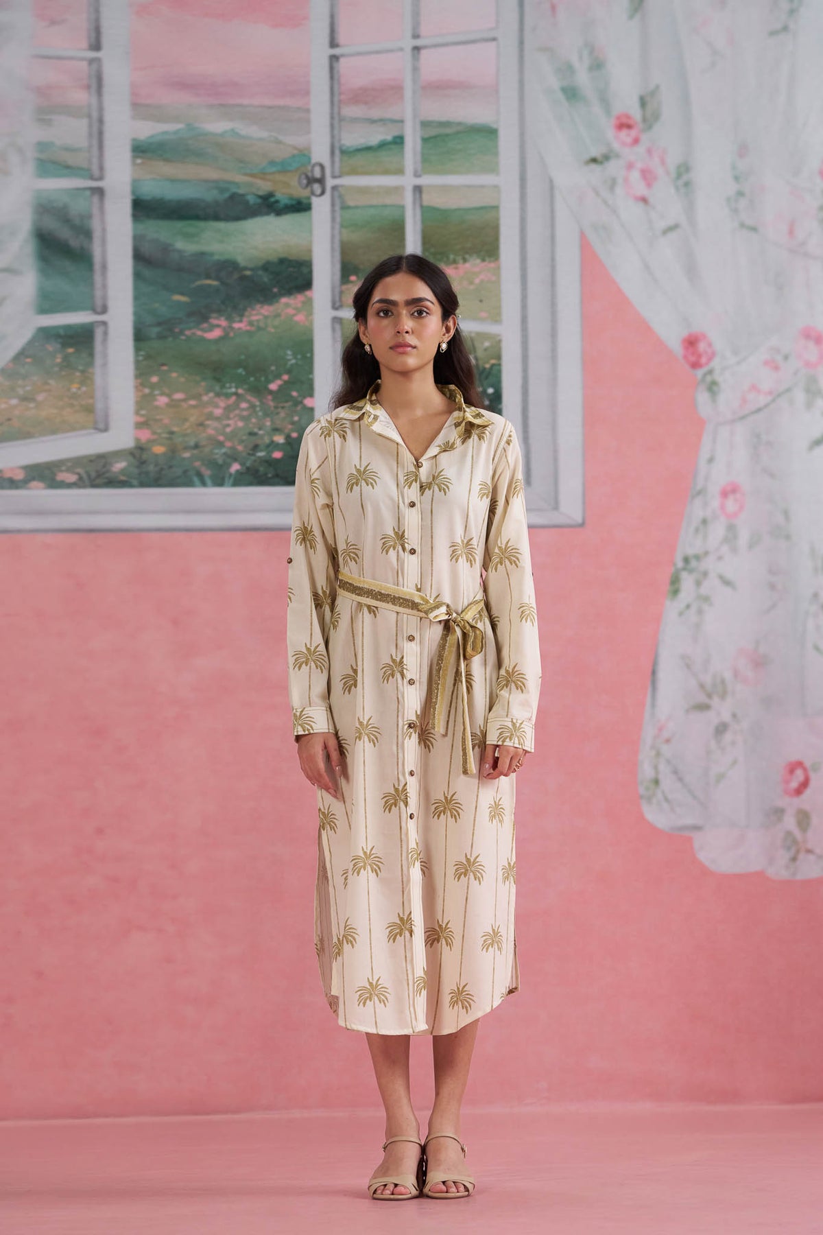 Beigh Coconut Classic Shirt Dress