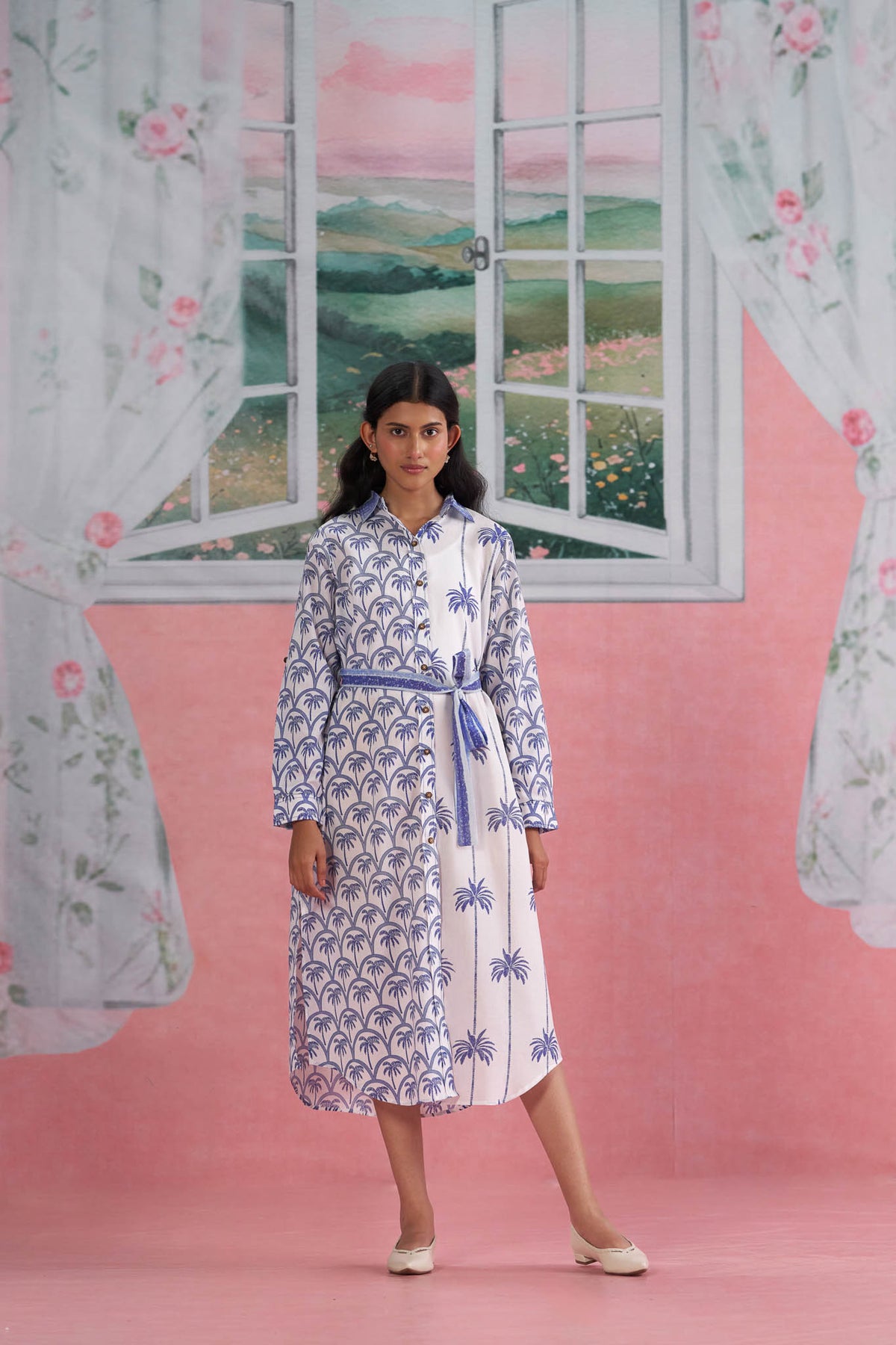 Classic Belted Cotton Shirt Dress