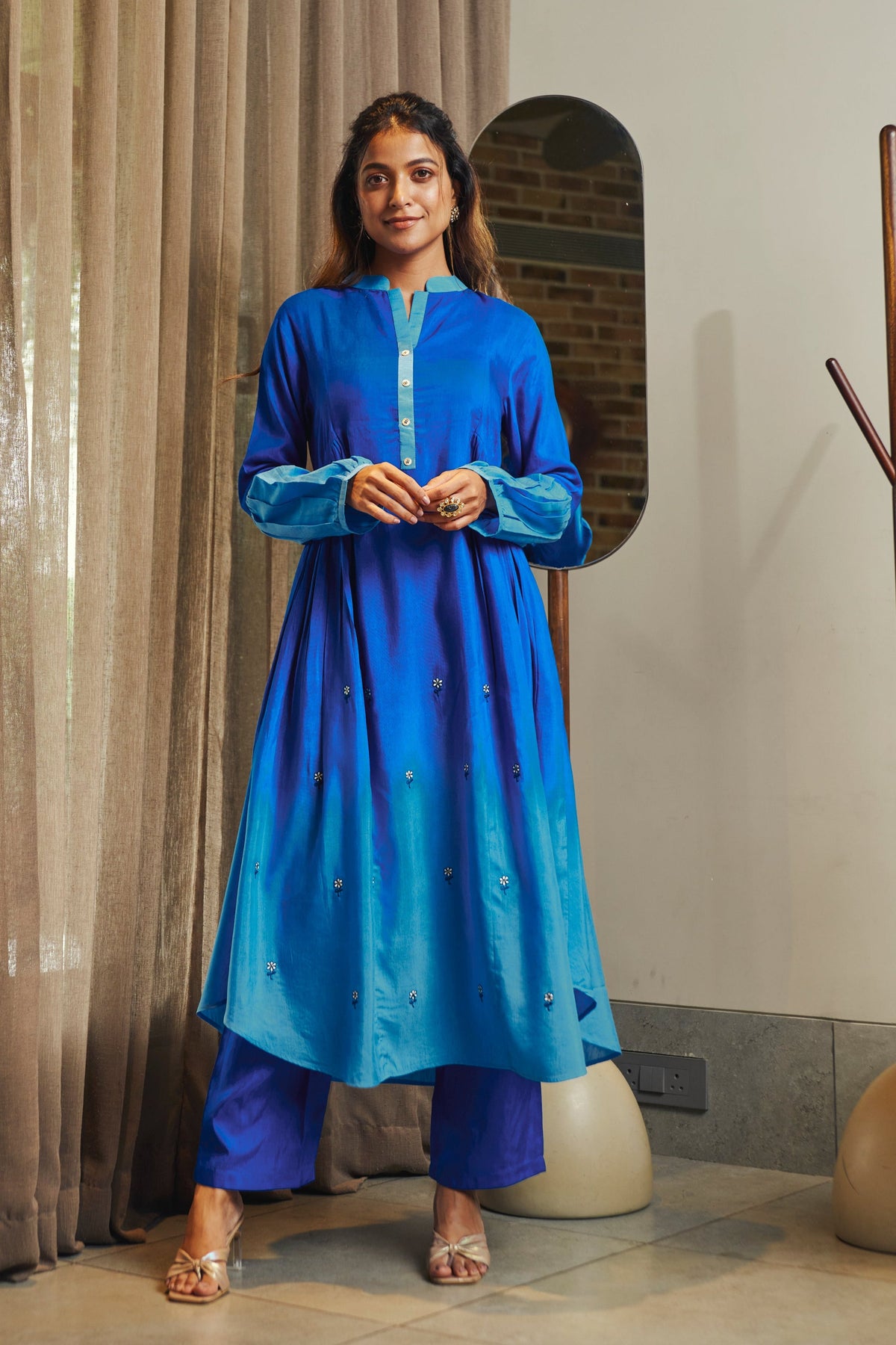 Cobalt Blue Embroidered Kurta Set