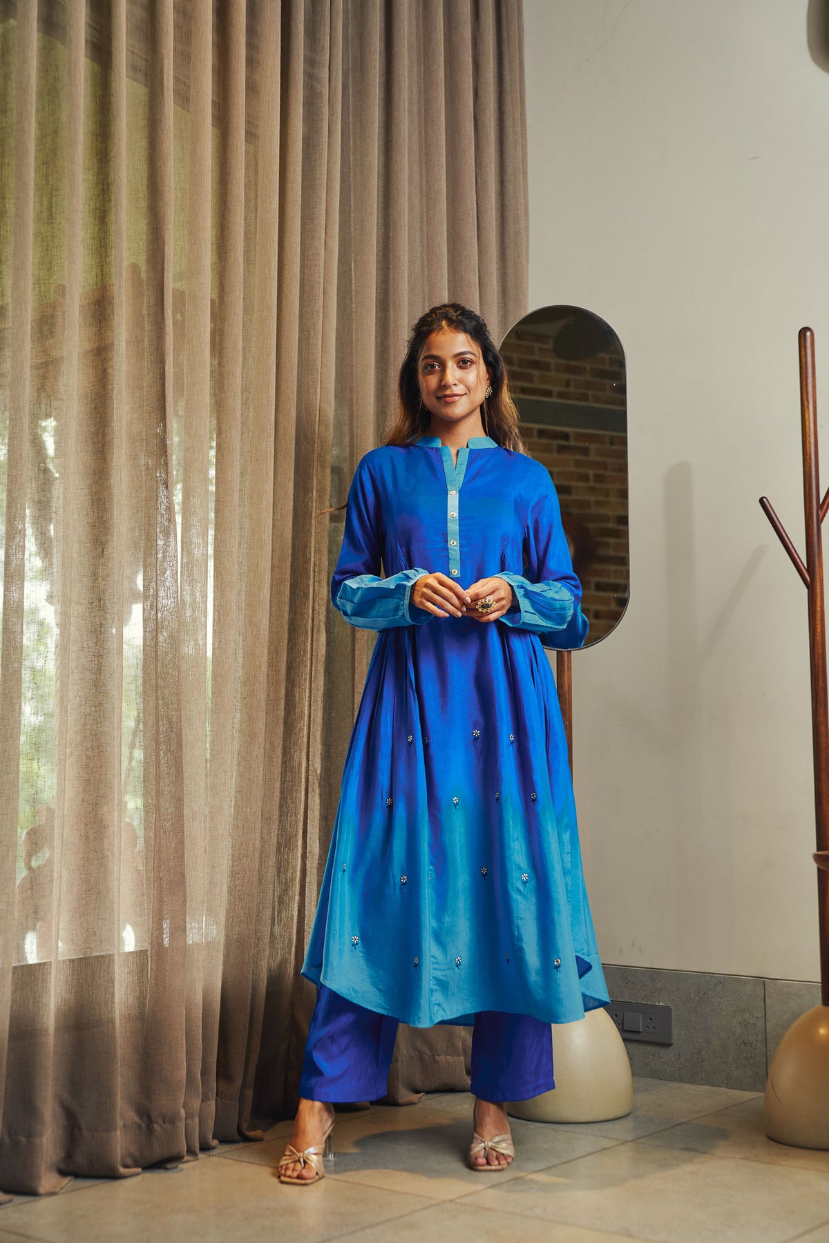 Cobalt Blue Embroidered Kurta Set