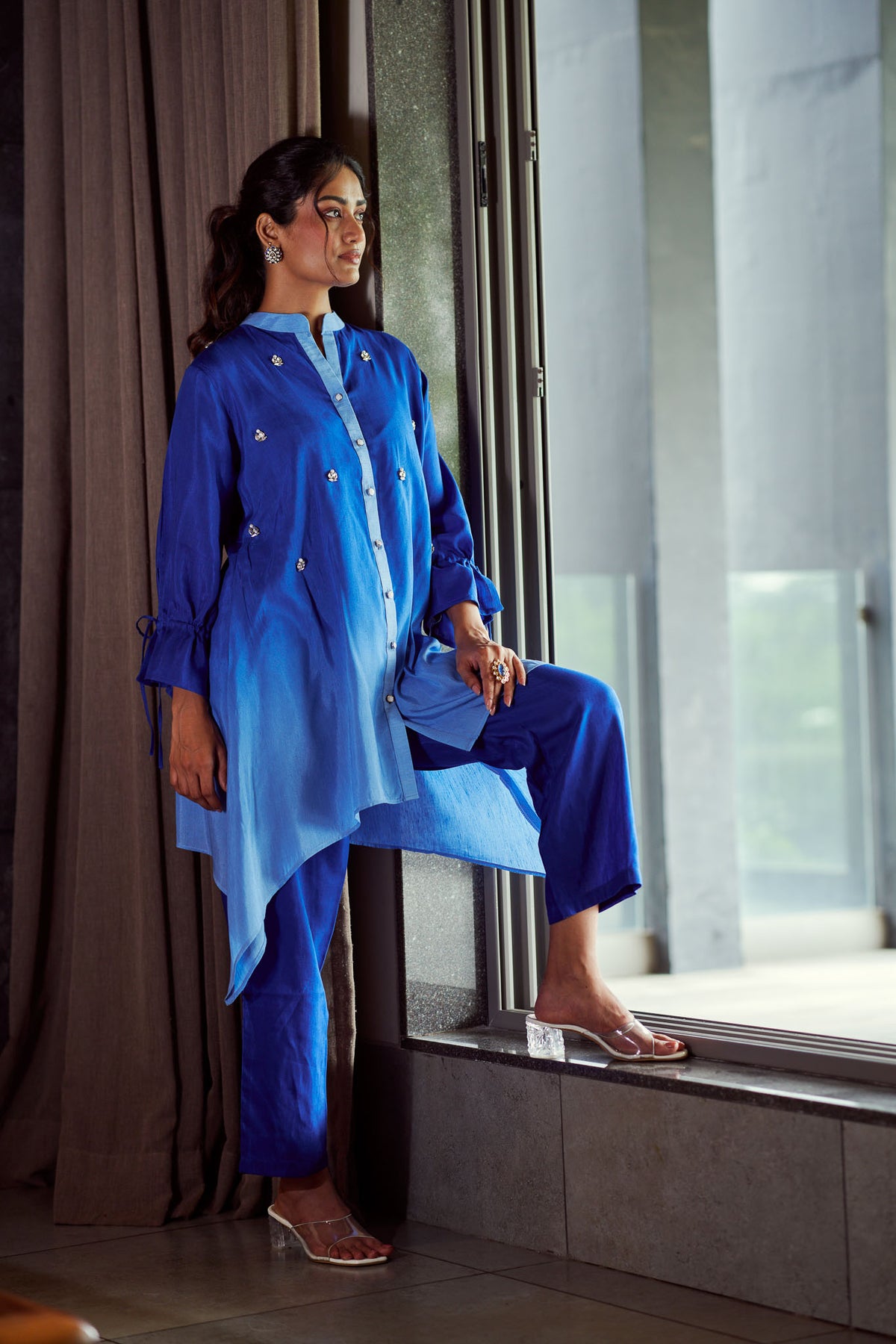 Blue Ombre Stone Work Co-ord Set