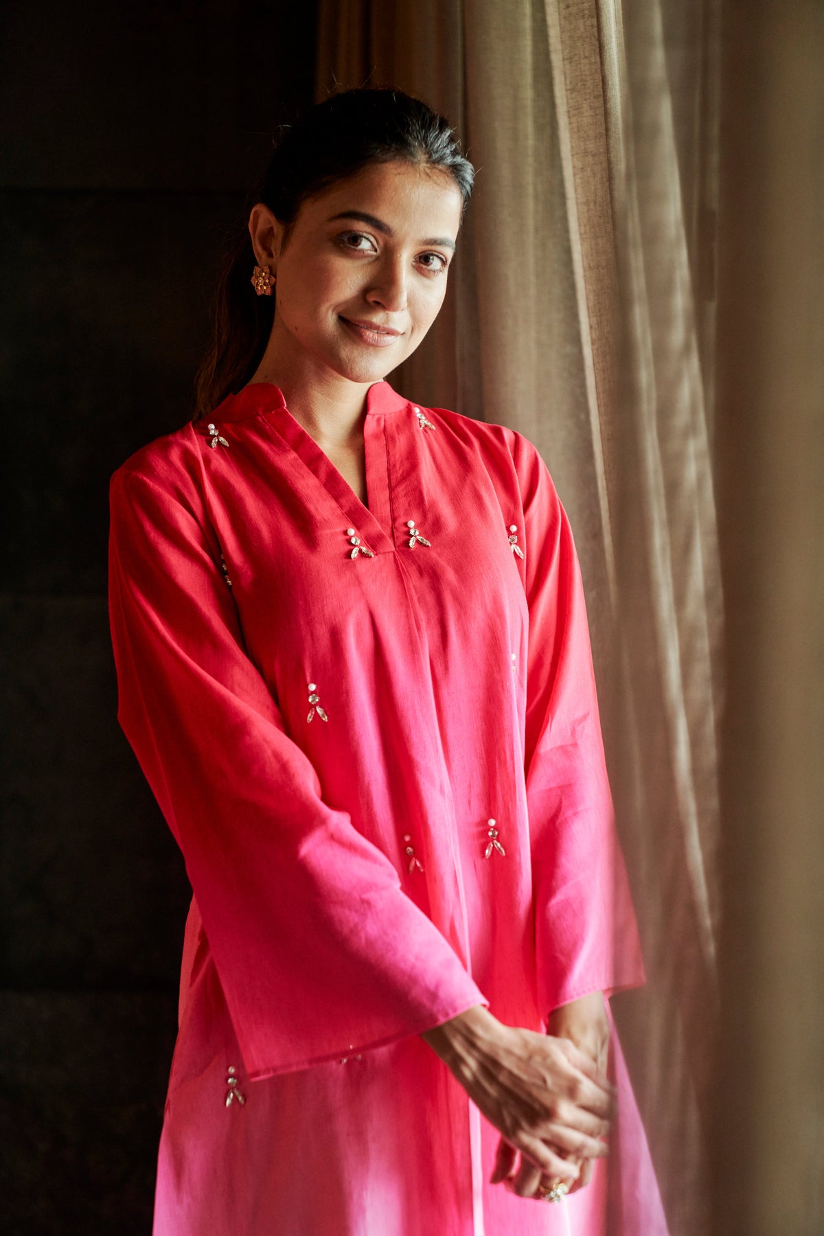 Pink Ombre Stone Kurta Set