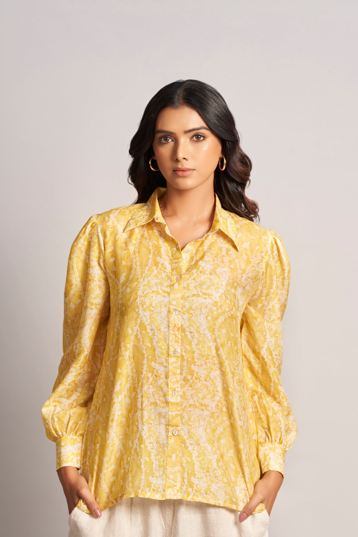 Yellow Digital Printed Natura Viscose Top